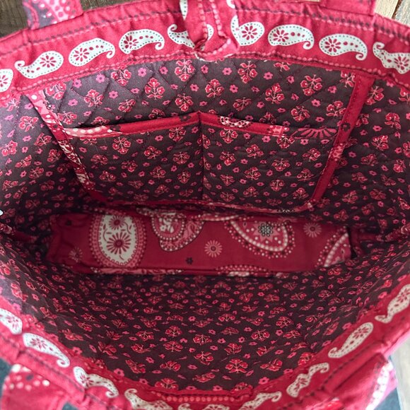 Vintage Vera Bradley Bag Red Purse Shoulder Bag Red Paisley Vera Bradley Quilted - Picture 3 of 8